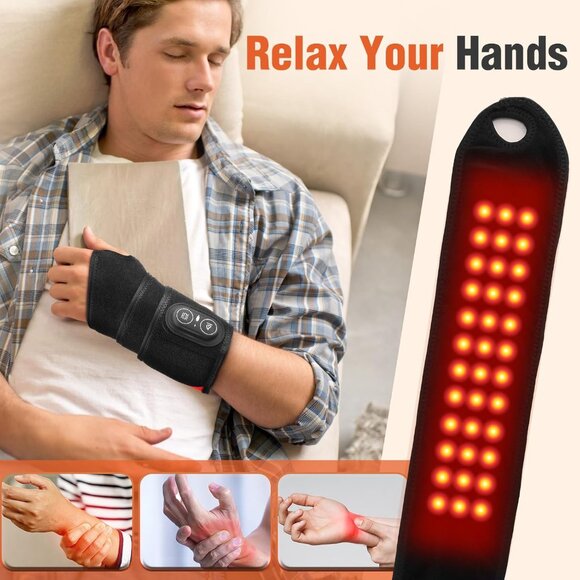 Cordless Heated Wrist Brace with Vibration 3 Heat Modes Hand Knee Massager - Picture 3 of 7